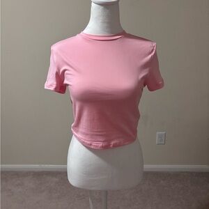 SHEIN Pink Fitted Crop T-Shirt